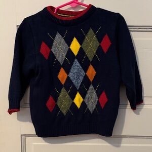 FRIENDS Navy Sweater with Red and Yellow Trim